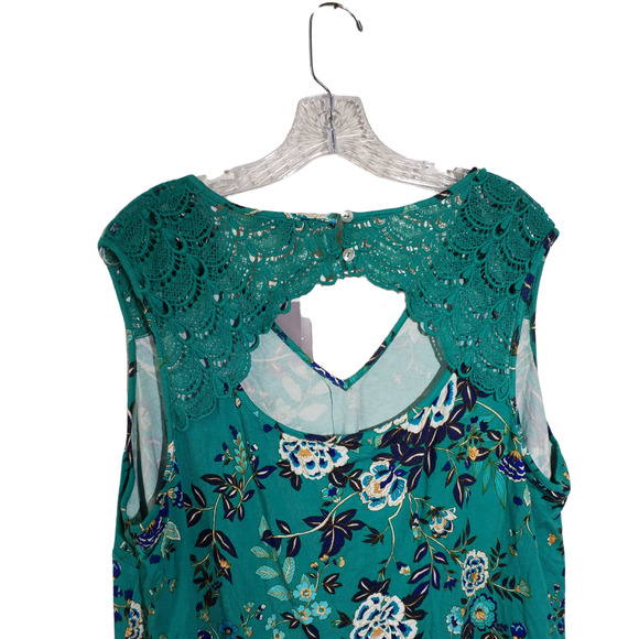 Daniel Rainn Womens Fantine Crochet Green Floral Pullover Vneck Tank Top Size 2X - Picture 4 of 8